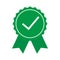 Green approved certified icon on white background. Green stamp , check .Vector
