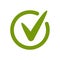 Green approved tick icon. Done stamp icon
