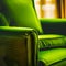 Green armchair in green living room with copy space close up generated by ai