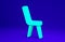 Green Armchair icon isolated on blue background. Minimalism concept. 3d illustration 3D render