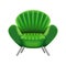 Green armchair on white background