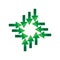 Green arrows inward icon. Cursor sign. Navigation pointer. Abstract geometric figure. Vector illustration. Stock image.