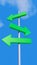 Green arrows on signpost