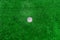 Green artificial grass texture on the football field, white circle in the middle .