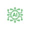green Artificial intelligence AI processor chip vector line art icon