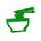 Green Asian noodles in bowl and chopsticks icon isolated on transparent background. Street fast food. Korean, Japanese