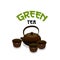 Green Asian tea vector icon with tea ceremony set