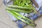 Green asparagus peeling