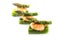 Green asparagus with tiger prawn shrimp, close up isolated on a