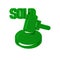 Green Auction hammer icon isolated on transparent background. Gavel - hammer of judge or auctioneer. Bidding process