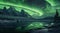 Green Aurora Borealis Dancing Over Lake