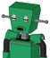 Green Automaton With Box Head And Round Mouth And Two Eyes