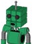 Green Automaton With Cube Head And Round Mouth And Two Eyes And Single Antenna