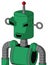 Green Automaton With Cylinder Head And Happy Mouth And Angry Eyes And Single Led Antenna