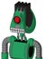 Green Automaton With Droid Head And Keyboard Mouth And Cyclops Eye And Pipe Hair