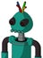 Green Automaton With Rounded Head And Pipes Mouth And Black Glowing Red Eyes And Wire Hair