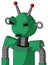 Green Automaton With Rounded Head And Sad Mouth And Angry Eyes And Double Led Antenna