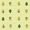 Green avacado pattern on yellow background