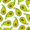 Green avocado flat vegetable seamless pattern