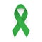 Green awareness ribbon. Symbol of celebral palsy and Mental health. Isolated vector illustration