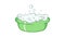 Green baby bath with foam icon animation