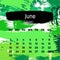 Green background for june 2024 year. Square calendar planner for month. Template for design