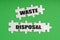 On a green background, there are puzzles on which it is written - waste disposal