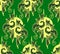 Green background with winged dragons warm circle