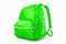 Green backpack isolated on white background