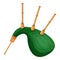 Green bagpipes icon, cartoon style