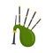 Green bagpipes icon, flat style