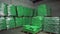 Green Bags with Products in Stock Warehouse