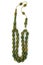 Green bakelite rosary prayer beads isolated on white