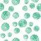 Green balls watercolor abstract seamless pattern with white stripes. Surface design for textile and wallpaper