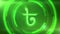 Green Bangladeshi taka currency symbol on space background with circles. Seamless loop.