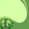 Green banner with earth shape and leaves