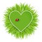 Green banner with grass and hearts