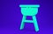 Green Barbecue grill icon isolated on blue background. BBQ grill party.  3d illustration 3D render