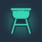 Green Barbecue grill icon isolated on blue background. BBQ grill party. Abstract circle random dots. Vector Illustration