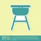 Green Barbecue grill icon isolated on yellow background. BBQ grill party. Vector Illustration