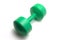 green barbell dumbbells weighing 5 kg on a white background