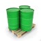 Green barrels on a pallet