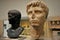 Green basanite bust of Germanicus Caesar and marble statue of Gaius Caesar at the British Museum in London