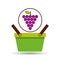 Green basket fresh grape design icon