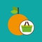 Green basket fresh orange design icon