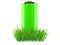 Green battery on grass