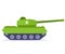 Green battle tank on a white background.