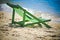 The green Beach trampoline, at sea beach with sand, as nature.