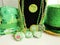 Green beads, hats, green buttons Irish expressions, green hats, St Patrick\'s day