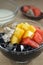 Green Bean jelly Mango fruit platter